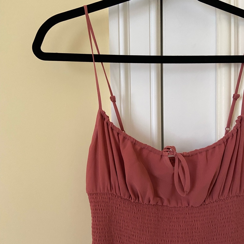 Women's Dusty Rose Spaghetti Strap Midi Dress - Picture 2 of 4
